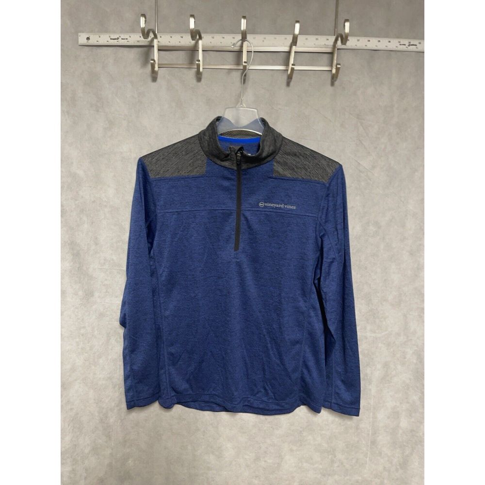 Vineyard Vines Sweater Men L Blue Gray Pullover 1/4 Zip Performance Spell Active